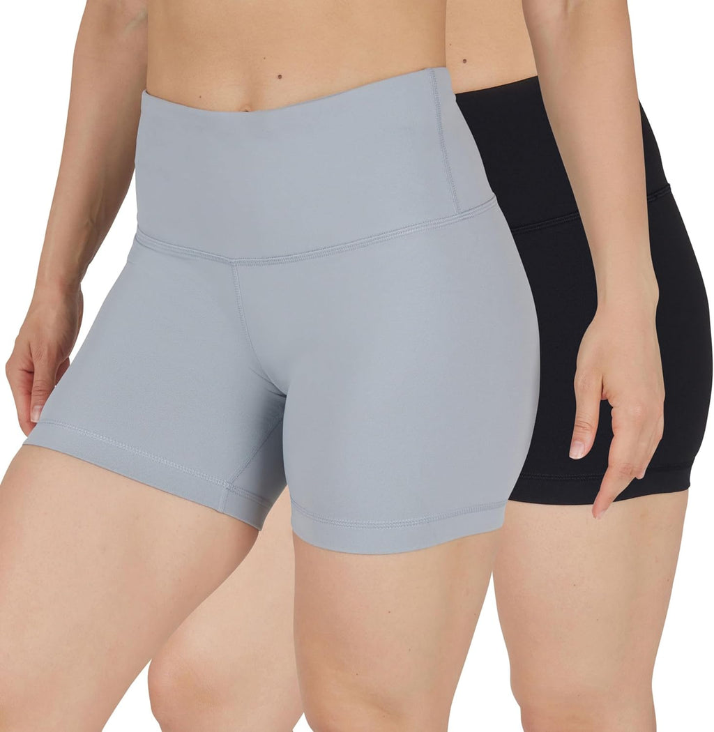 Womens High Waisted Biker Shorts Ribbed Workout Yoga Running Tummy Control Spandex Short