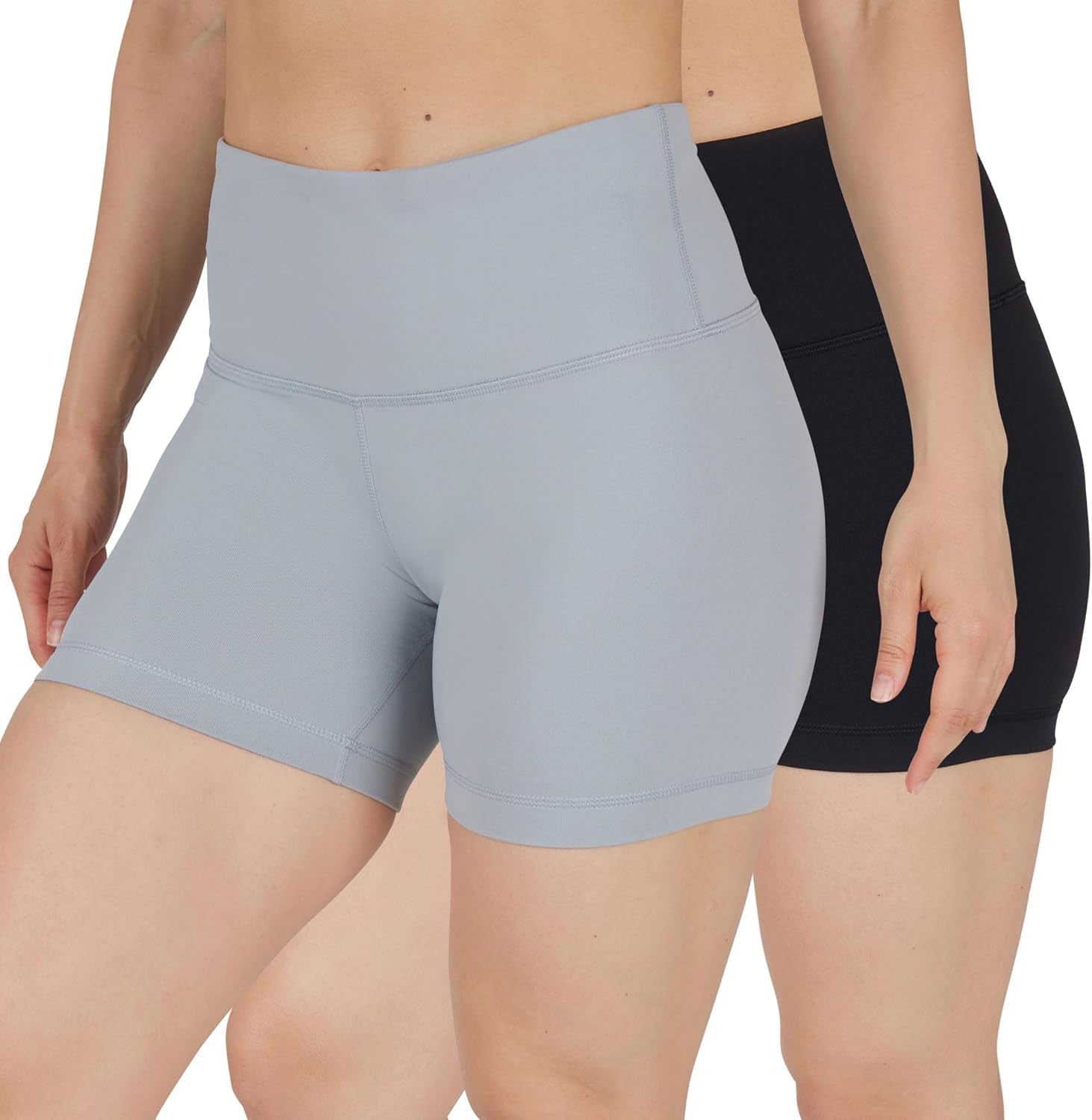Womens High Waisted Biker Shorts Ribbed Workout Yoga Running Tummy Control Spandex Short